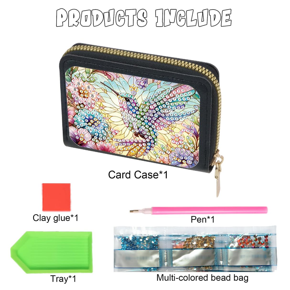 JISHSHAY Diamond Painting Credit Card Holder Hummingbird Diamond Art Credit Card Wallet Bird Gem Art Wallet Gem Painting Coin Purse Mosaic Kits for Adults Billfold Animal Embroidery Kit Billfold JISHSHAY