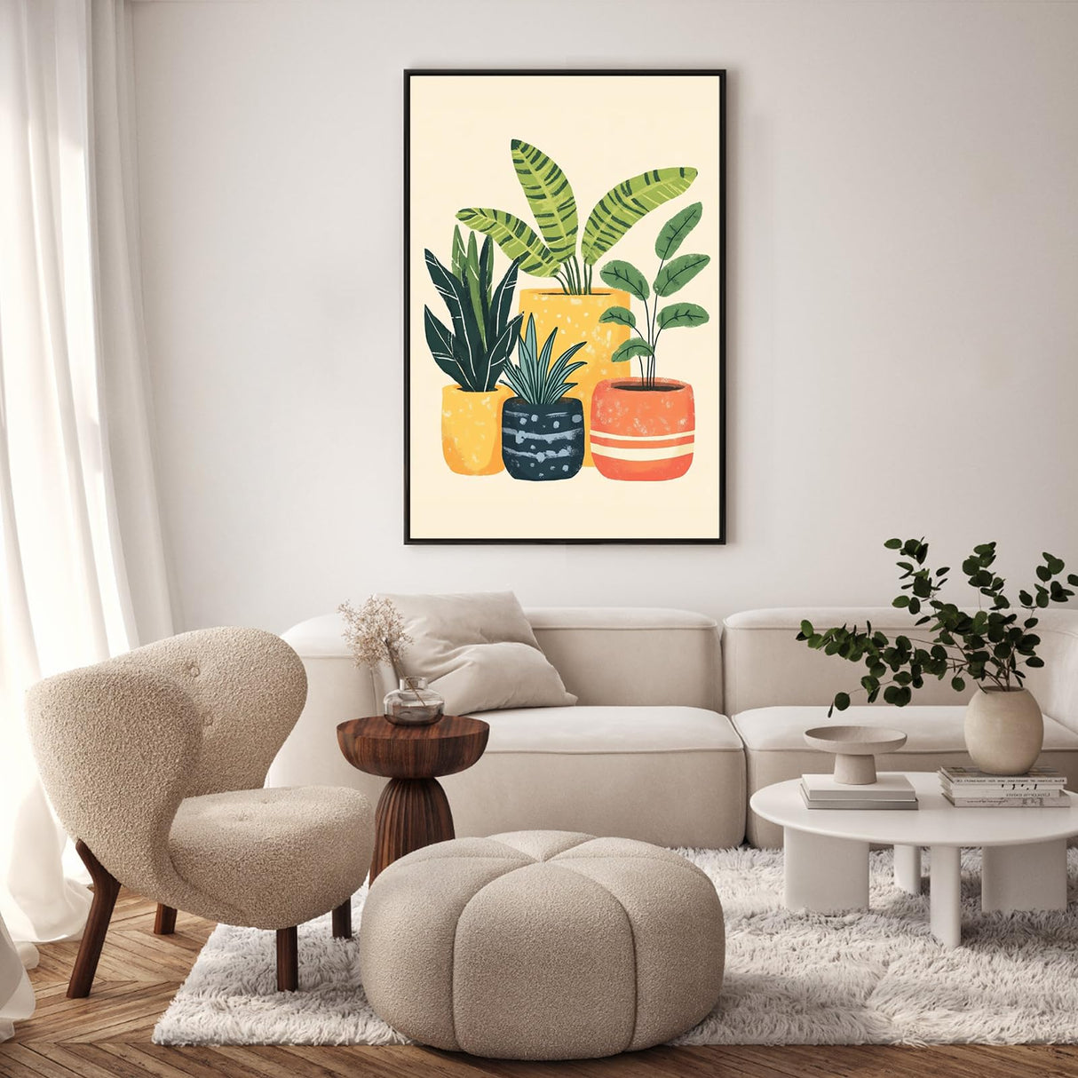 Framed Paint by Numbers Kit for Adults Beginner, Plants Easy Paint by Number Kits on Canvas Framed, Green Plant DIY Acrylic Oil Painting by Numbers with Frame for Gift Home Decor 8 x 12 inch GEEHEIY