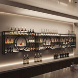 Modern Wine Storage Rack Wall Mounted With LED Light With Wine Glass Holder,Iron Bar Liquor Shelf,Floating Wall Wine Shelves,Bar Liquor Bottle Display Shelf For Kitchen Bar Decoration Gold/Black ( Col AKOGG