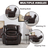 CANMOV Leather Recliner Chair, Classic and Traditional Manual Recliner Chair with Comfortable Arms and Back Single Sofa for Living Room, Dark Brown CANMOV