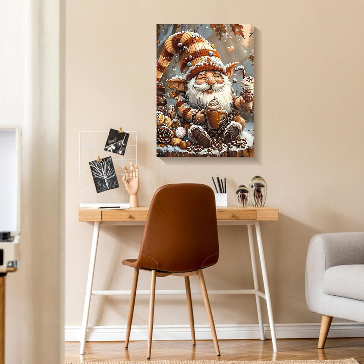 Santa gnome Paint by Numbers Winter Snow Forest DIY Painting by Number on Canvas Christmas gnome Painting by Numbers for Adults and Beginner Holiday Thanksgiving Day Decor 16x20 Inch（Without Frame） Generic