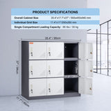 VEVOR Metal Locker for Employees, 9 Doors Storage Cabinet with Card Slot, Gray Steel Employee Lockers with Keys, 66lbs Loading Capacity Office Storage Lockers for Office, Home, School, Gym VEVOR