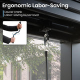 10'×13' Outdoor Louvered Pergola, Aluminum Outdoor Louvered Pergola Patio with Adjustable Roof for Outdoor Deck, Backyard, Garden (10x13FT with Curtain) GS CHIER