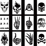 YKW Skull Stencils, 12Pcs Reusable Skeleton Hand Painting Templates, for Wood Walls Chalkboards Rocks DIY Art Projects,Ideal for Crafters, Artists, and Designers YKW