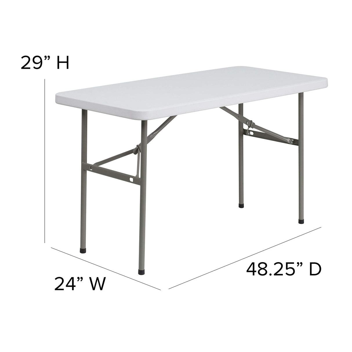 Flash Furniture Elon 4' Rectangular All-Occasion Plastic Folding Event Table, Foldable Portable Banquet Table for Indoor/Outdoor Events, White Flash Furniture