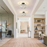 eyassi Crystal Semi Flush Mount Ceiling Light, Black Kitchen Lighting Fixtures Ceiling, Modern Bedroom Chandelier Living Room Light Fixtures Ceiling Mount, Bathroom Ceiling Light for Entryway Hallway eyassi