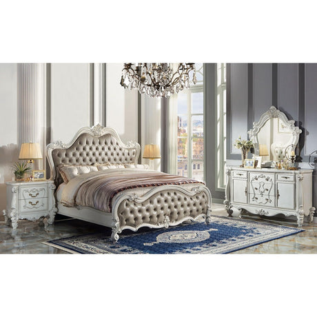 Acme Versailles II Queen Bed in Vintage Gray Polyurethane and Bone White ACME Furniture