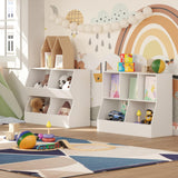 DINZI LVJ 4-Cubby Kids Bookshelf & Toy Storage Cabinet - White Wooden Organiser for Bedroom, Nursery & Playroom DINZI LVJ