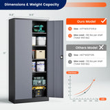 Yizosh Metal Garage Storage Cabinet with 5 Adjustable Shelves, 71" Metal Storage Cabinet with Locking Doors, Steel Tool Cabinets for Home, Office, Garage, Warehouse, School (Black Grey) Yizosh