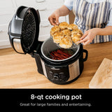 Ninja FD401 LP3 Foodi 12-in-1 Deluxe XL 8 qt. Pressure Cooker & Air Fryer that Steams, Slow Cooks, Sears, Sautés, Dehydrates & More, with 5 qt. Crisper Basket, Reversible Rack & Recipe Book, Silver Ninja
