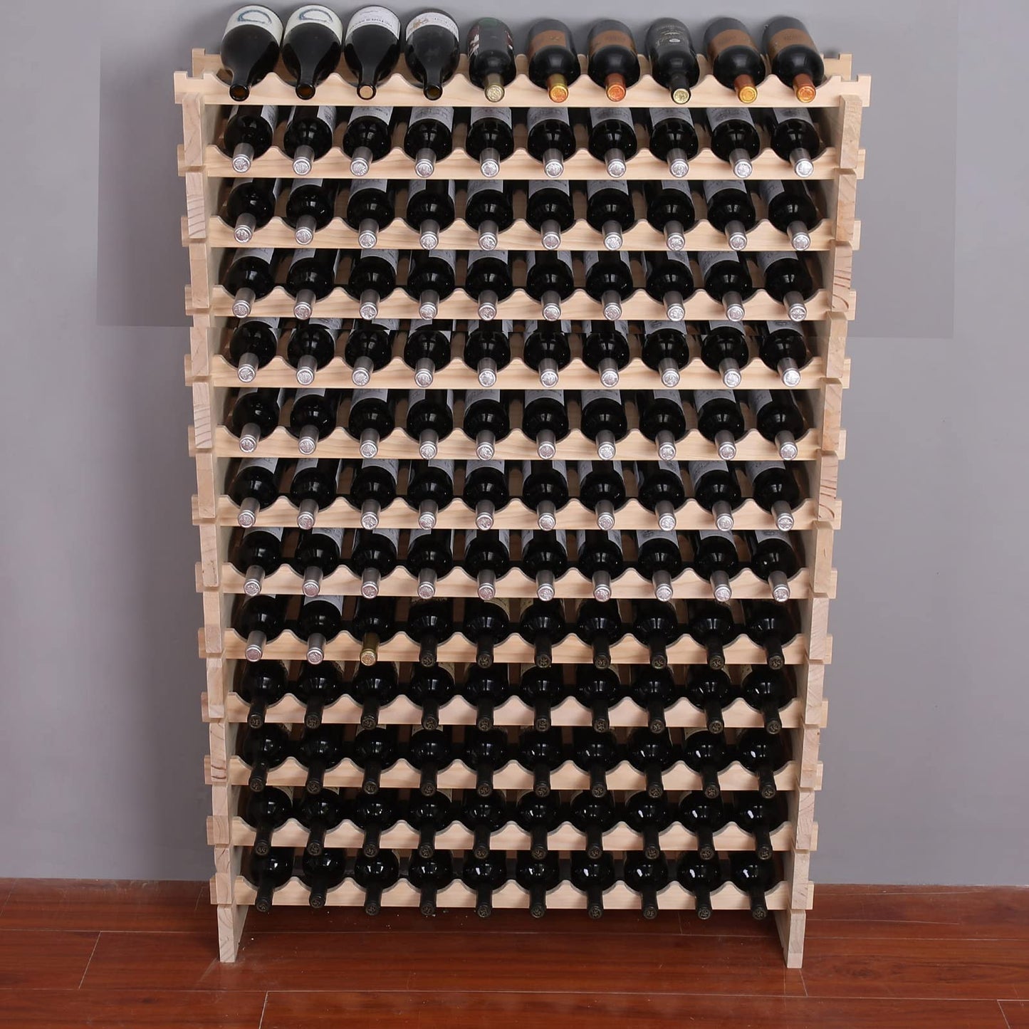 fdjamy Wine Rack Cabinet Freestanding for Floor Wooden Stackable Storage Modular countertop Wood Wine Holder (120bottle) - WoodArtSupply