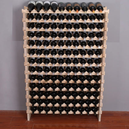 fdjamy Wine Rack Cabinet Freestanding for Floor Wooden Stackable Storage Modular countertop Wood Wine Holder (120bottle) - WoodArtSupply