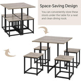 Yaheetech Dining Table Set for 4 Industrial Kitchen Table with 4 Chairs, Space-Saving Design for Apartment, Small Space, Breakfast Nook, Gray Yaheetech