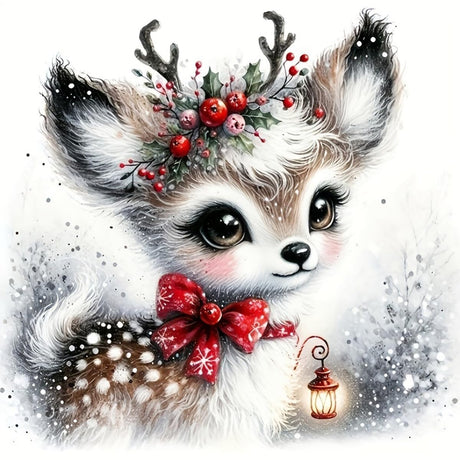 Christmas Diamond Art Kits for Adult, Xmas Deer 5D Diamond Painting Kits for Beginners, DIY Round Full Drill Winter Holiday Diamond Dot Gem Art Kits for Home Decor 12 X 12 Inch Morudeor