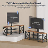 HOOBRO TV Stand with Mount and Power Outlet, LED Entertainment Center with Swivel Mount for 32/45/55/60/65/70/75 inch TVs, 3-Tier Storage Shelf for Living Room, Bedroom, Rustic Brown BF46UDDS01 HOOBRO