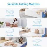 Jamdok 6 Inch Full Foldable Mattress,Gel Infused Memory Foam Trifold Mattress with Storage Bag, Floor Mattress for Guest, Playing,RV Mattress,(75“x 54“x 6“) Jamdok