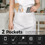 NLUS 2 Pack White Aprons with 2 Pockets for Women Men Kitchen Aprons with Pockets, Chef Aprons for Baking BBQ Cooking NLUS