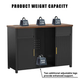 GDLF Large Coffee Bar Cabinet with Fridge Space, Mini Fridge Cabinet with Wine Storage, Buffet Sideboard Table for Home, Fluted Modern Design,53.2" L GDLF