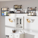 DEMEGA Wall Mounted Bookshelves, 80″ Floating Shelves for Wall, 8-Tier Wooden Hanging Bookshelf, Easy Installation Book Organizer for Home Office, Living Room, and Bedroom DEMEGA