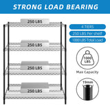 Guan River 4-Shelf Adjustable Metal Shelf Wire Shelving Unit Heavy Duty Storage Rack Display Shelf for Office,Kitchen,Bedroom,Bathroom,Laundry,Pantry Basement,Garage(Black,48" L x 18" W x 62" H) Guan River