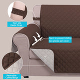 U-NICE HOME Loveseat Sofa Cover Reversible Couch Covers for 2 Cushion Couch for Dogs Furniture Protector Cover with Elastic Straps Water Resistant(Loveseat Small, Coffee/Beige) U-NICE HOME