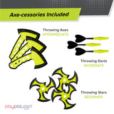 Play Platoon Kids Axe Throwing Game for Backyard, Axe Throwing Set for Adults & Kids, Includes 3 Plastic Hatchets, 3 Throwing Stars & 3 Darts with Bristle Dart Board for Indoor & Outdoor Fun Play Platoon