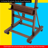 MEEDEN Extra Large Studio H Frame Easel 75" to 146"H, Hold Canvas up to 93", Heavy Duty Adjustable Art Painting Easel, Solid Beech Wood Artist Easel Stand with Storage Tray & 4 Wheels, Light Walnut MEEDEN