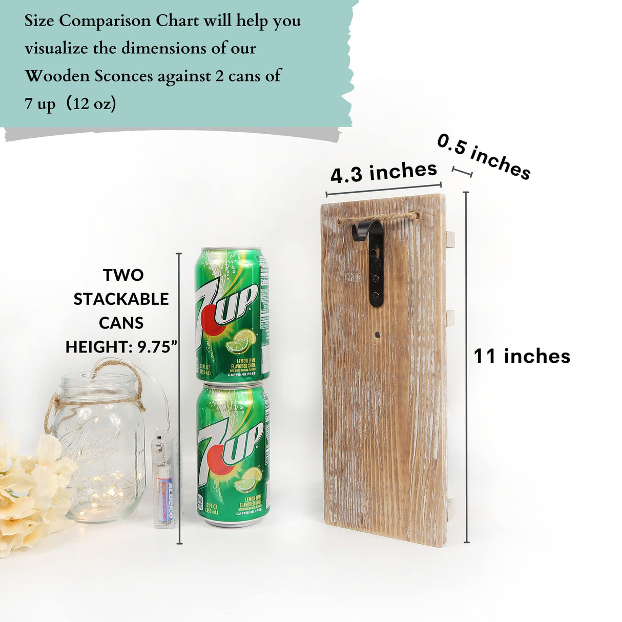 Besuerte Mason Jar Wall Sconces Set of Two, Wall Deco Cute Wall Decor with LED Fairy Lights, Art for Living Room Modern Decorations, House Decor, Rustic Brown Besuerte