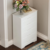Welfuturer White 5 Drawer Wood Dresser for Bedroom Modern Wooden Chest of Drawers Storage Cabinet and Organizer Drawers for Closet, Nursery, Entryway, Girls Room, Kids Room, Hallway, Living Room Welfuturer