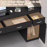 AHB Reception Desk with Counter, Modern Front Table Equipped Lockers & Storage Shelves, 48-inch Checkout Counter with DIY Stripe for Lobbies, Salons, Retail, Home Offices, Reception Room AHB