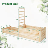 Giantex Raised Garden Bed with Trellis, Set of 2 Wood Shallow & Deep Planter Box for Climbing Plants Cucumber Vegetables Flowers Herbs Fruits, Easy Assembly, Outdoor Rectangular Floor Gardening Beds Giantex