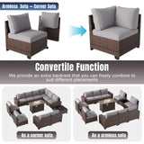 Aoxun 13 Pieces Patio Furniture Set with 44” Fire Pit Table Wicker Rattan Outdoor Sectional Conversation Set with Coffee Table and 4” Thickened Cushions, Gray(Waterproof Cover Included) Aoxun
