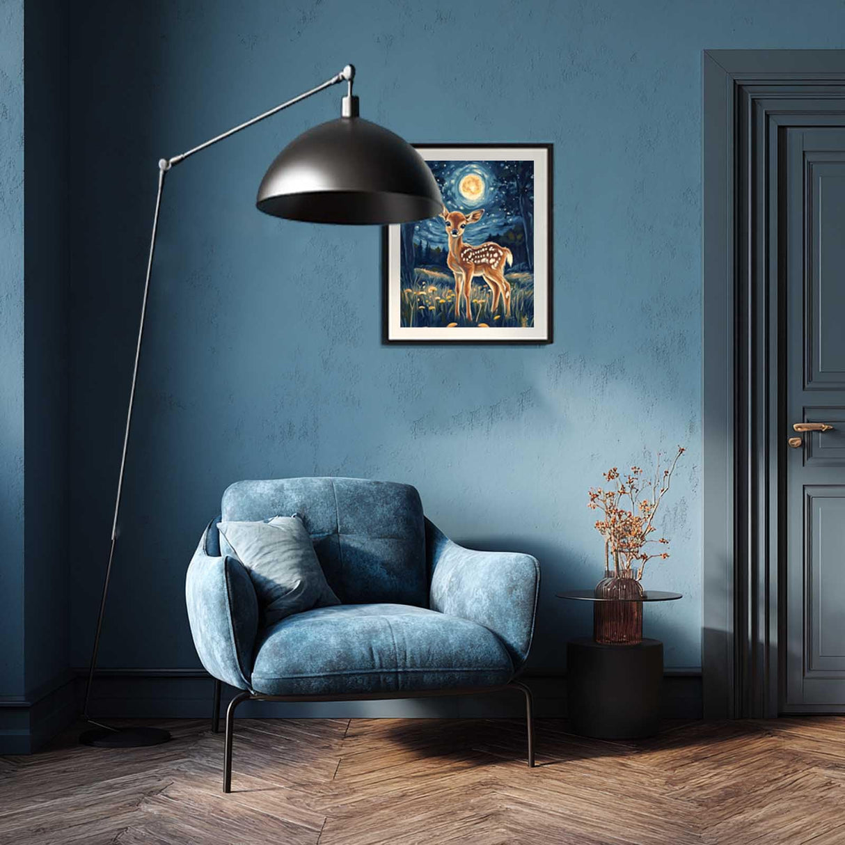 Deer Paint by Number for Adults, Forest Starry Night Landscape Paint by Numbers Kits, Cute Fawn Canvas Acrylic Painting, Wildlife Animal Poster Home Wall Decor(16x20inch) zouewit