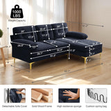EASELAND 82" L-Shape Sofa with Reversible Chaise Lounge, Convertible Sectional Sofa Couch, Chenille Modern Sofa Couch for Living Room, Apartment and Office, Removable Cover (Dark Blue) EASELAND