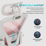 SeekFancy Ergonomic Office Chair M903, High Back Computer Desk Chair with Wheels, Comfy Mesh Office Chair with Adjustable Lumbar Support & Headrest, Pink Swivel Executive Managerial Task Chair SeekFancy
