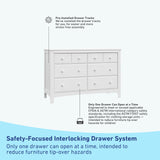 Graco Benton 6 Drawer Double Dresser (White) – Easy New Assembly Process, Universal Design, Durable Steel Hardware and Euro-Glide Drawers with Safety Stops, Coordinates with Any Nursery Graco