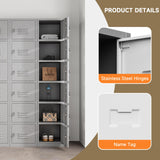 Topass Metal Locker with 6 Doors, Lockable Lockers for Employees, 71" Locker Storage Cabinets for School, Gym, Home, Office, Garage (6-Door, Grey) Topass