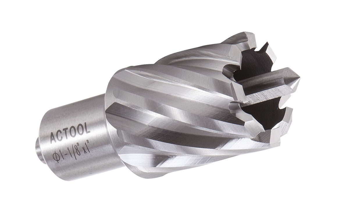 ACTOOL 1-1/8" Diameter × 1" Depth of Cut HSS ANNULAR Cutter with 3/4'' Weldon Shank ACTOOL