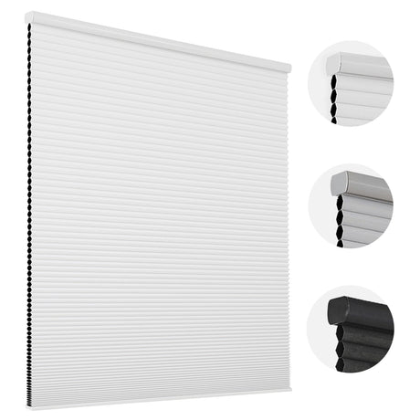 Joydeco Cellular Shades Cordless, Blackout Shades Cellular Blinds for Indoor Windows, Blackout Blinds Honeycomb Blinds Window Shades for Thermal Insulated & Noise Reduction (White, 35" W x 64" H) Joydeco