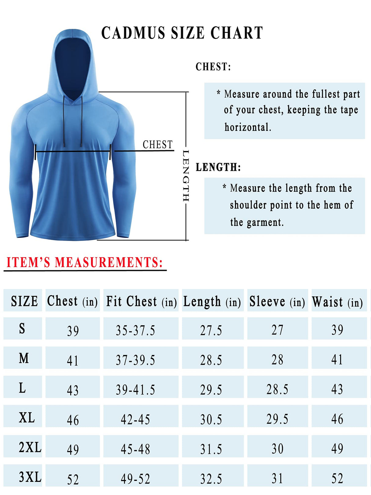 CADMUS Men's Workout Long Sleeve Fishing Shirts UPF 50+ Sun Protection Dry Fit Hoodies,1 Pack,096,White,Large CADMUS