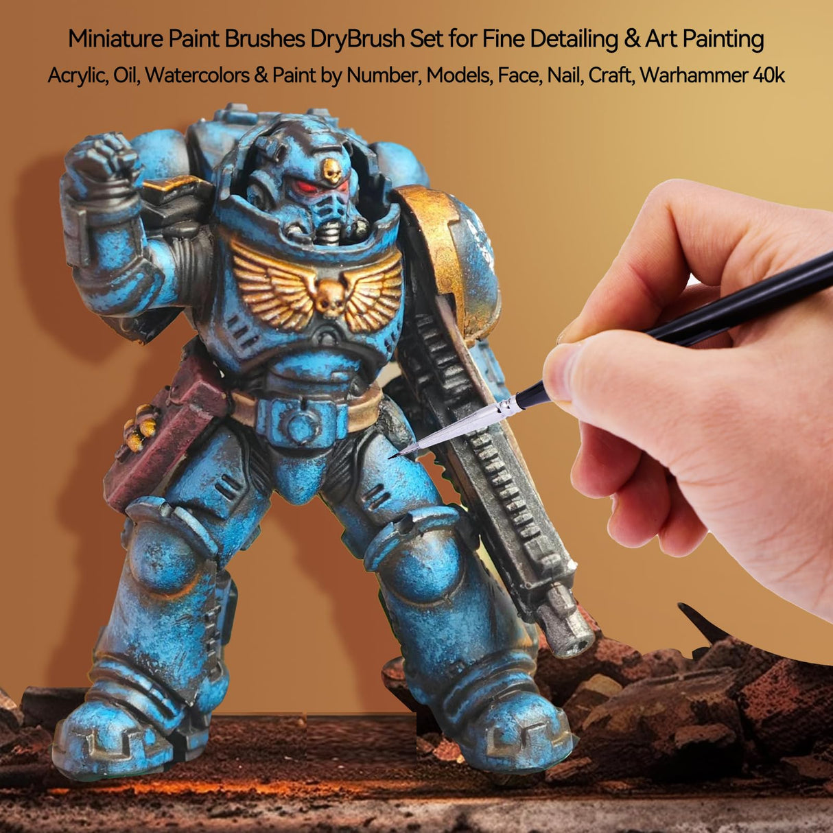 PANDAFLY Detail Paint Brushes Set, 15pcs Miniature Brushes for Fine Detailing & Art Painting - Acrylic, Oil, Watercolors & Paint by Number, Models, Face, Nail, Craft, Warhammer 40k PANDAFLY