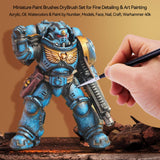 PANDAFLY Detail Paint Brushes Set, 15pcs Miniature Brushes for Fine Detailing & Art Painting - Acrylic, Oil, Watercolors & Paint by Number, Models, Face, Nail, Craft, Warhammer 40k PANDAFLY