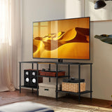 50 Inch TV Stands for Living Room Black Entertainment Center with Storage for 50 43 40 32 Inch TV Console Table for Bedroom Office Luplom