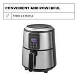 Crux 3QT Digital Air Fryer, Faster Pre-Heat, No-Oil Frying, Fast Healthy Evenly Cooked Meal Every Time, Dishwasher Safe Non Stick Pan and Crisping Tray for Easy Clean Up, Stainless Steel Crux