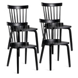Unovivy Wood Dining Chairs Set of 4, Farmhouse Spindle Back, Widen Seat, Modern Mid-Century Country Style, for Living Room Restaurant, Black Unovivy