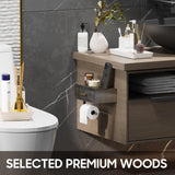 Toilet Paper Holder with Shelf,Wall Mount/Adhesive Rustic Farmhouse Toilet Paper Holder,Wipes Dispenser for Bathroom,Wood Toilet Roll Holder with Storage Drawer(Brown) SUNLOVING