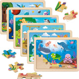 Wooden Puzzles for Kids Ages 4-6, 6 Packs 30 PCs Jigsaw Puzzles for Kids Ages 3-5 | 4-8, Wooden Puzzles for Toddler Children Learning Educational Puzzles Toys for Boys and Girls VOMYOZB