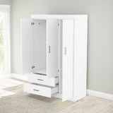KELRIA Modern 3-Door Wardrobe with 2 Drawers, 3-Tier Storage-Cubes and Hanging Rail, Large Freestanding Armoire Wardrobe Closet, Clothes Storage Cabinet Organizer for Bedroom, White KELRIA