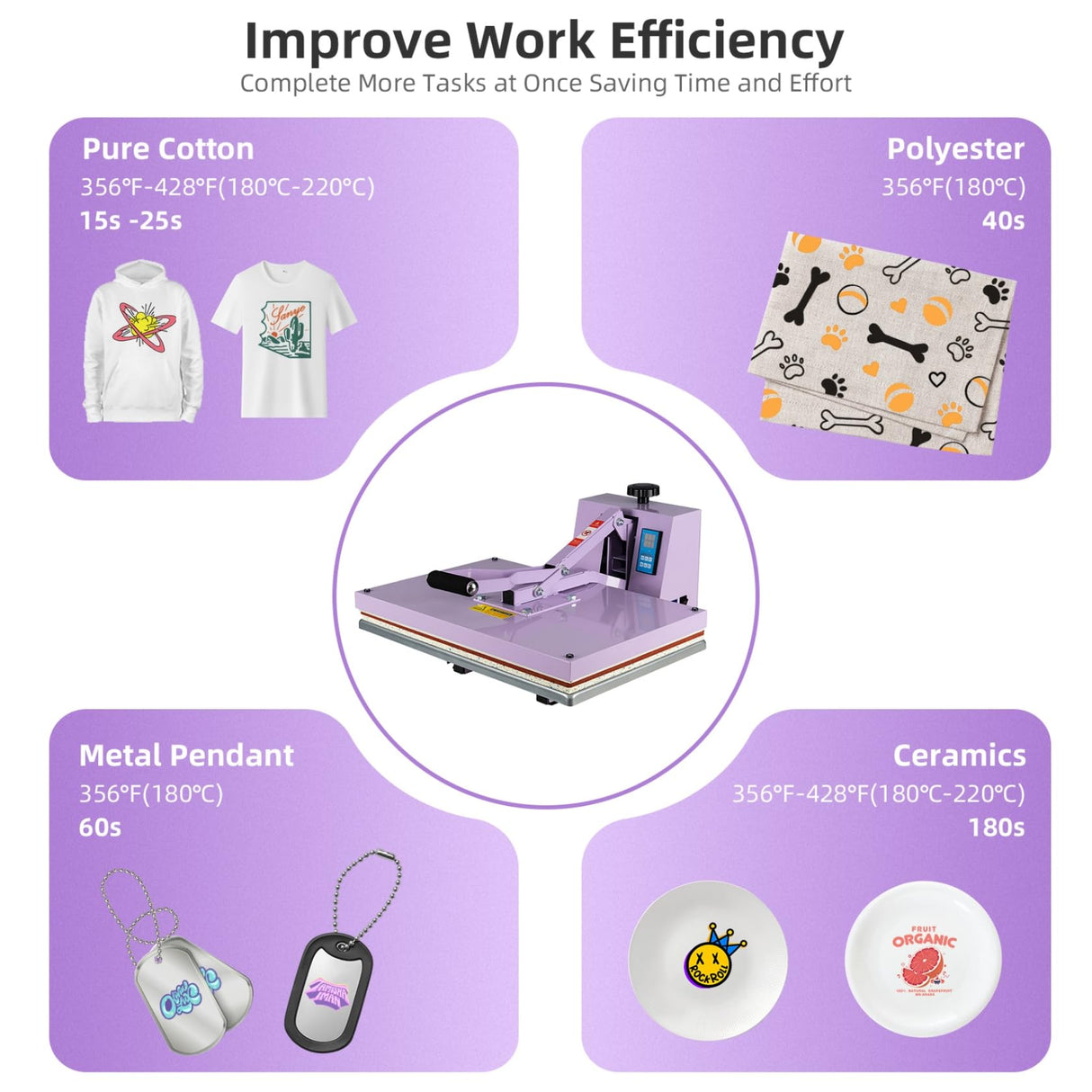 TLSols Heat Press 16x24 in, Manual Heat Press Machine for T Shirts, Swing Away T Shirt Pressing Machine for Garments Bag Textile Curtain Mousepad, with Slide-Out Base, Purple TLSols