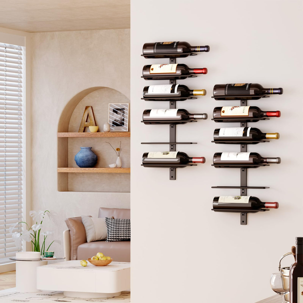 B4Life 12 Bottle Wall Mounted Metal Wine Rack - Heavy Duty Storage Display Holder for Home Bar Wine Cellar B4Life